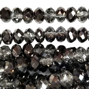 12MM FACETED RONDELLE SMOKY / HEMATITE